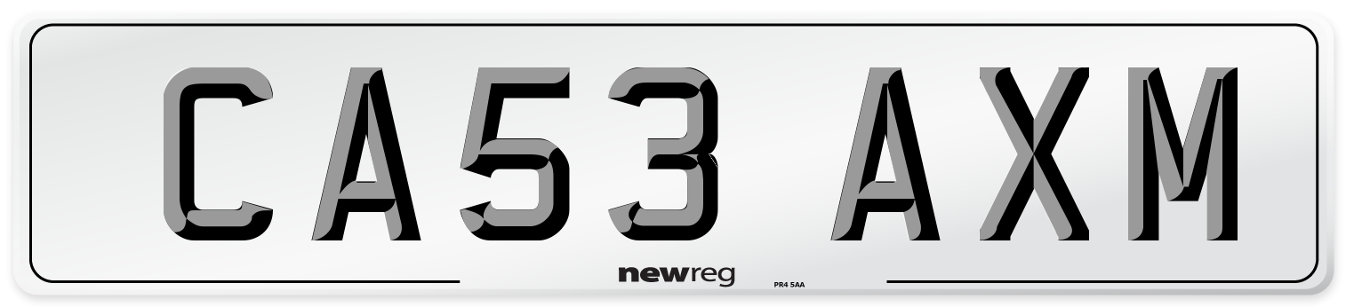 CA53 AXM Number Plate from New Reg